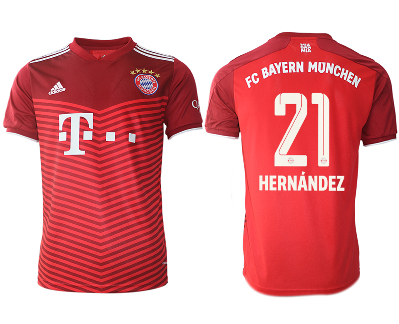 Men 2021-2022 Club Bayern Munich home aaa version red #21 Soccer Jersey